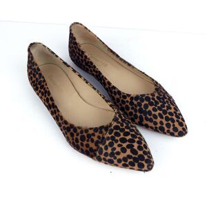 Garnet Hill Ballet Flats Womens 7.5 Animal Print Calf Hair Adrian Pointed Toe